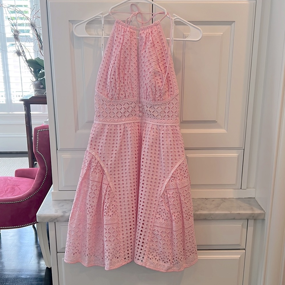 Self-Portrait Anglaise Mini Dress - Light Pink